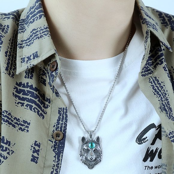 men wolf head necklace - Picture 2 of 6